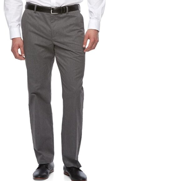Mens Dress Pants 48x36 Croft & Barrow Gray Classic Easy Care Stretch Flat Front - Picture 1 of 7